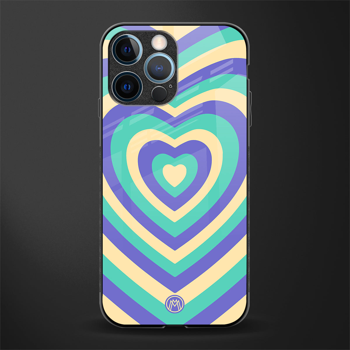 y2k purple creams heart aesthetic glass case for iphone 12 pro image