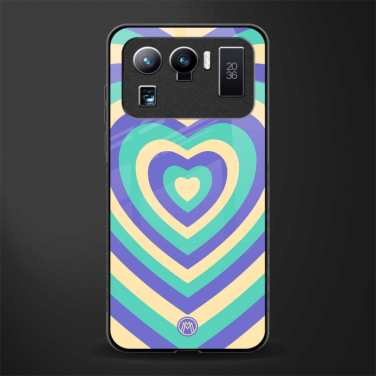 y2k purple creams heart aesthetic glass case for mi 11 ultra 5g image
