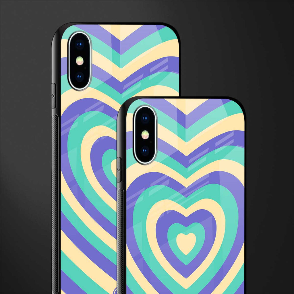 y2k purple creams heart aesthetic glass case for iphone x image-2