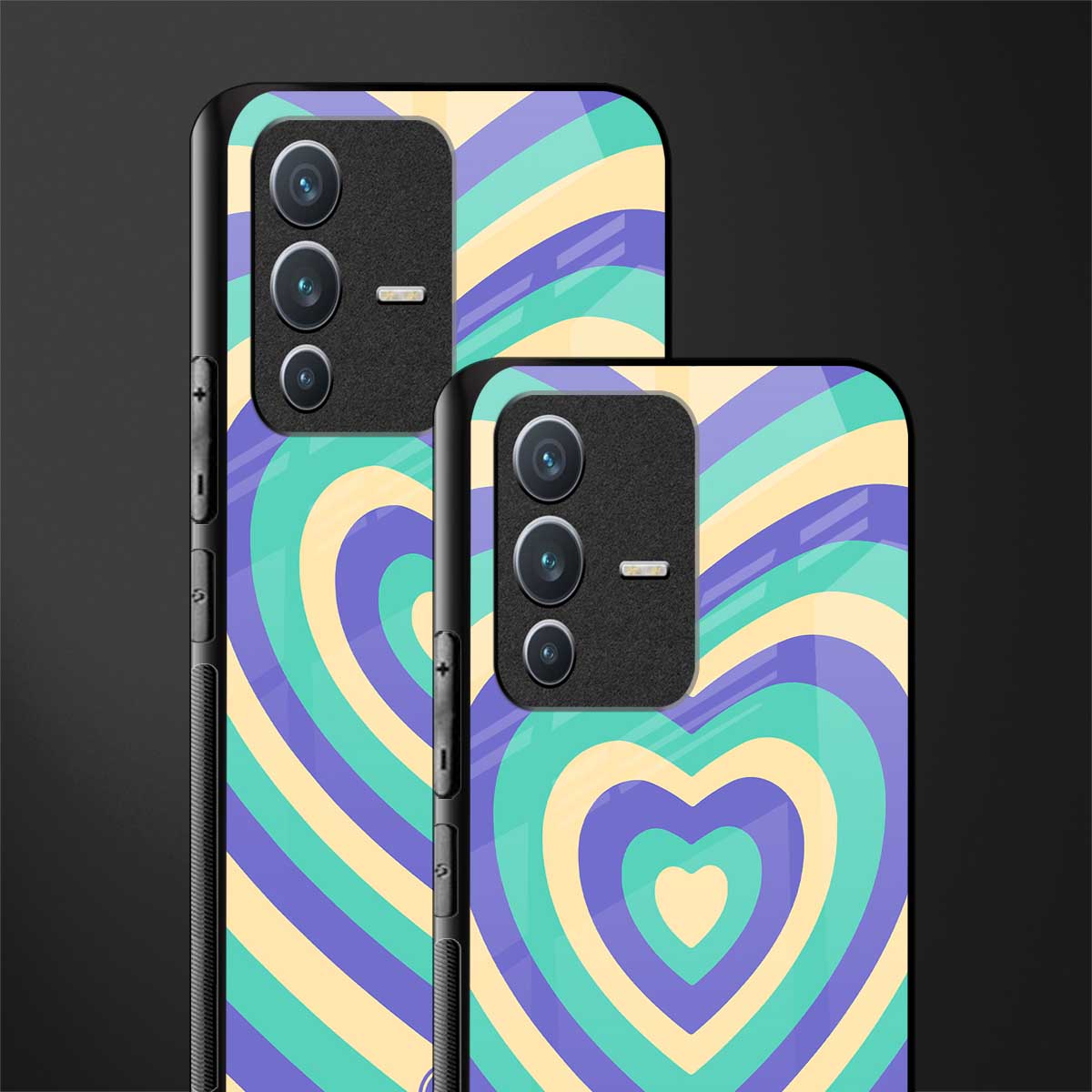 y2k purple creams heart aesthetic glass case for vivo v23 5g image-2