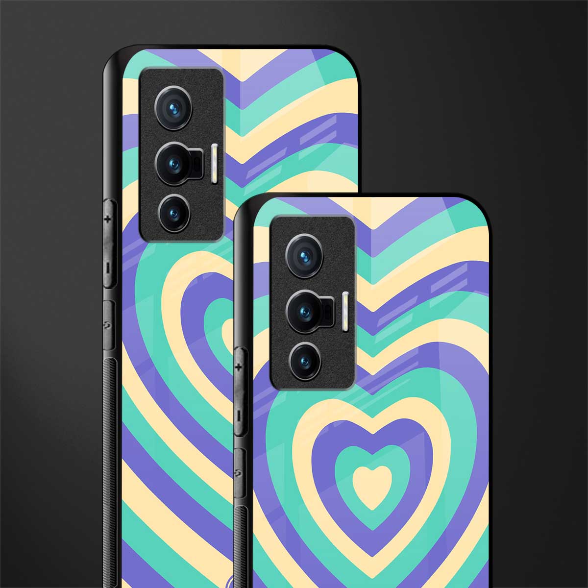 y2k purple creams heart aesthetic glass case for vivo x70 image-2