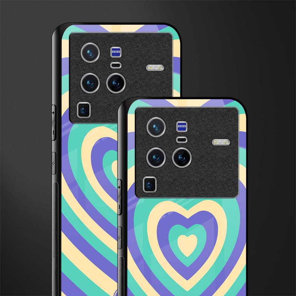 y2k purple creams heart aesthetic glass case for vivo x80 pro 5g image-2
