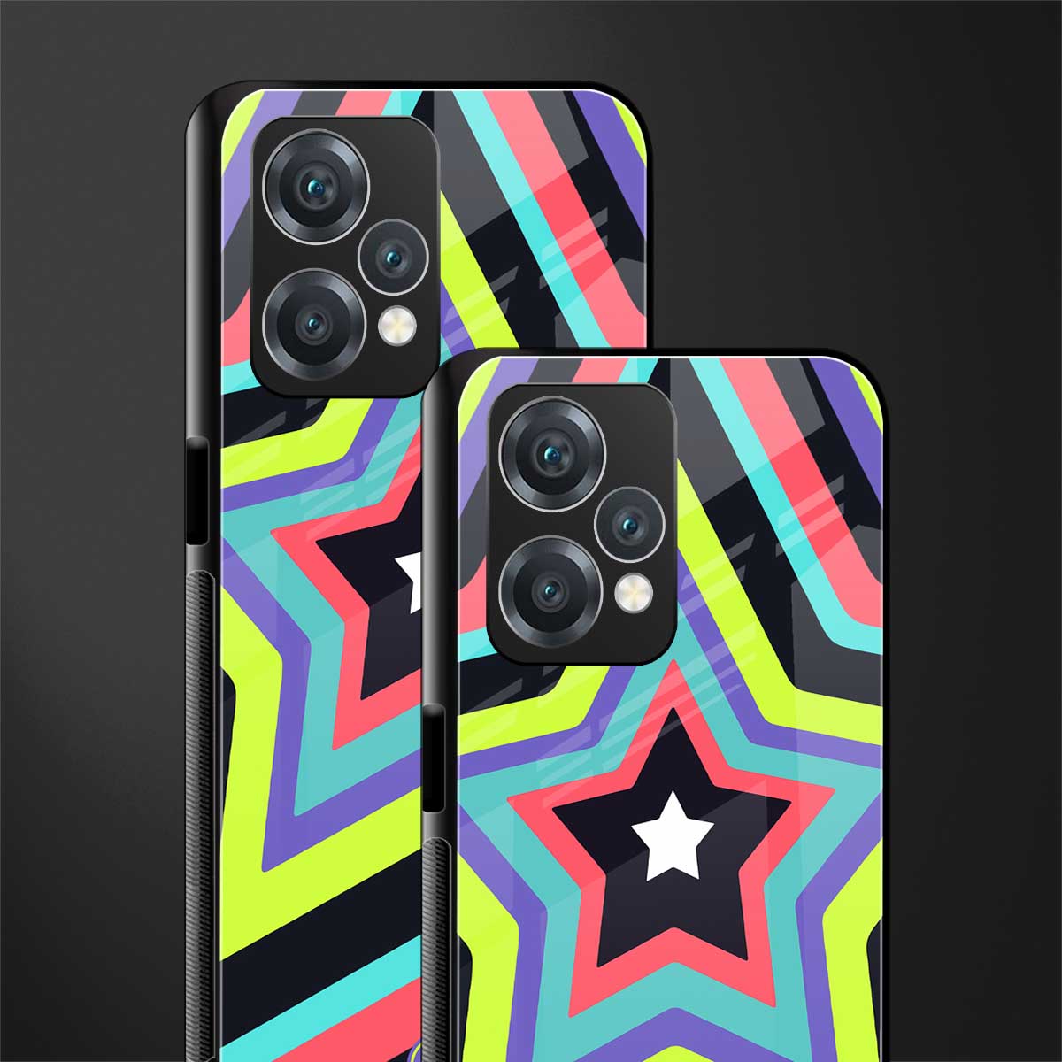 y2k purple green stars back phone cover | glass case for realme 9 pro 5g