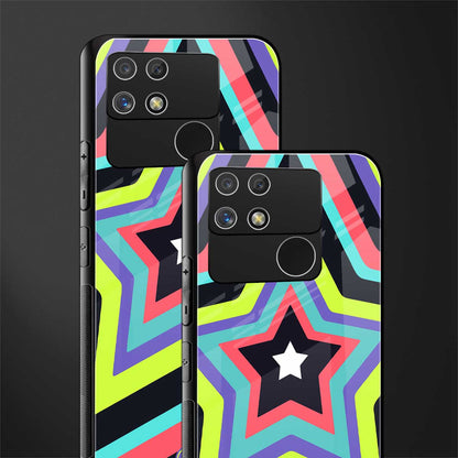 y2k purple green stars back phone cover | glass case for realme narzo 50a