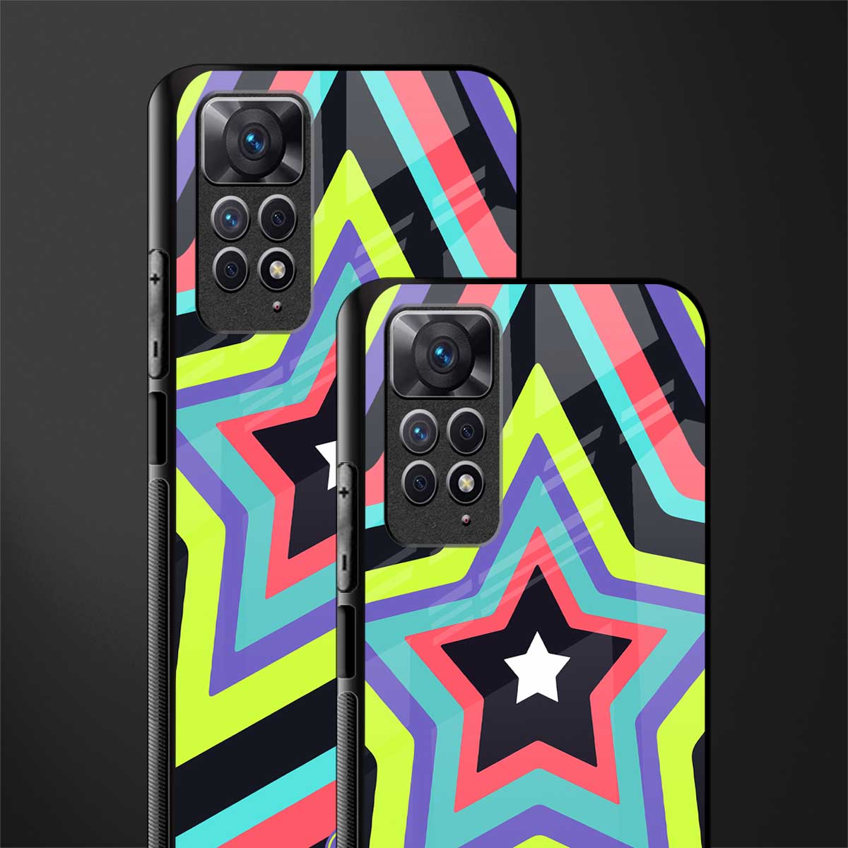 y2k purple green stars back phone cover | glass case for redmi note 11 pro plus 4g/5g