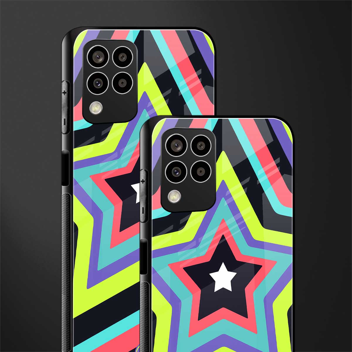 y2k purple green stars back phone cover | glass case for samsung galaxy m33 5g