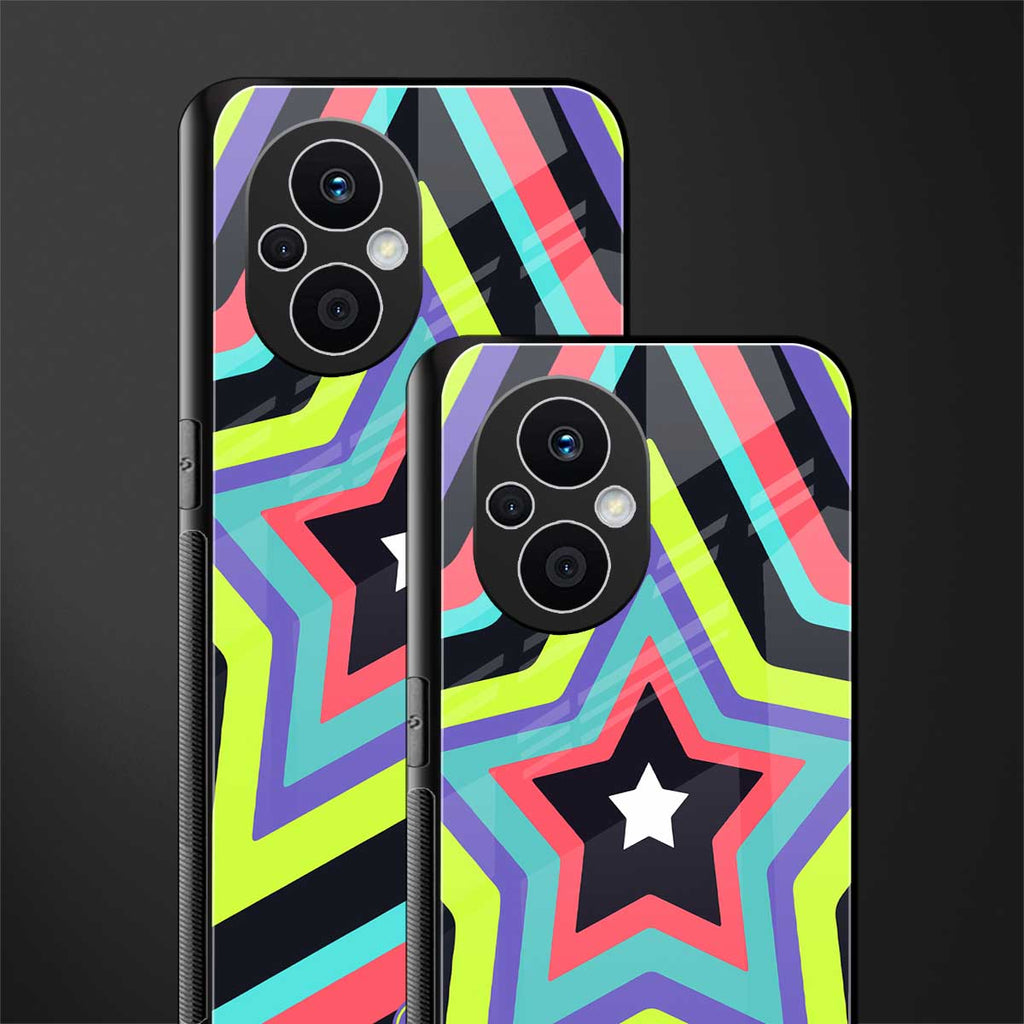 y2k purple green stars back phone cover | glass case for oppo f21 pro 5g