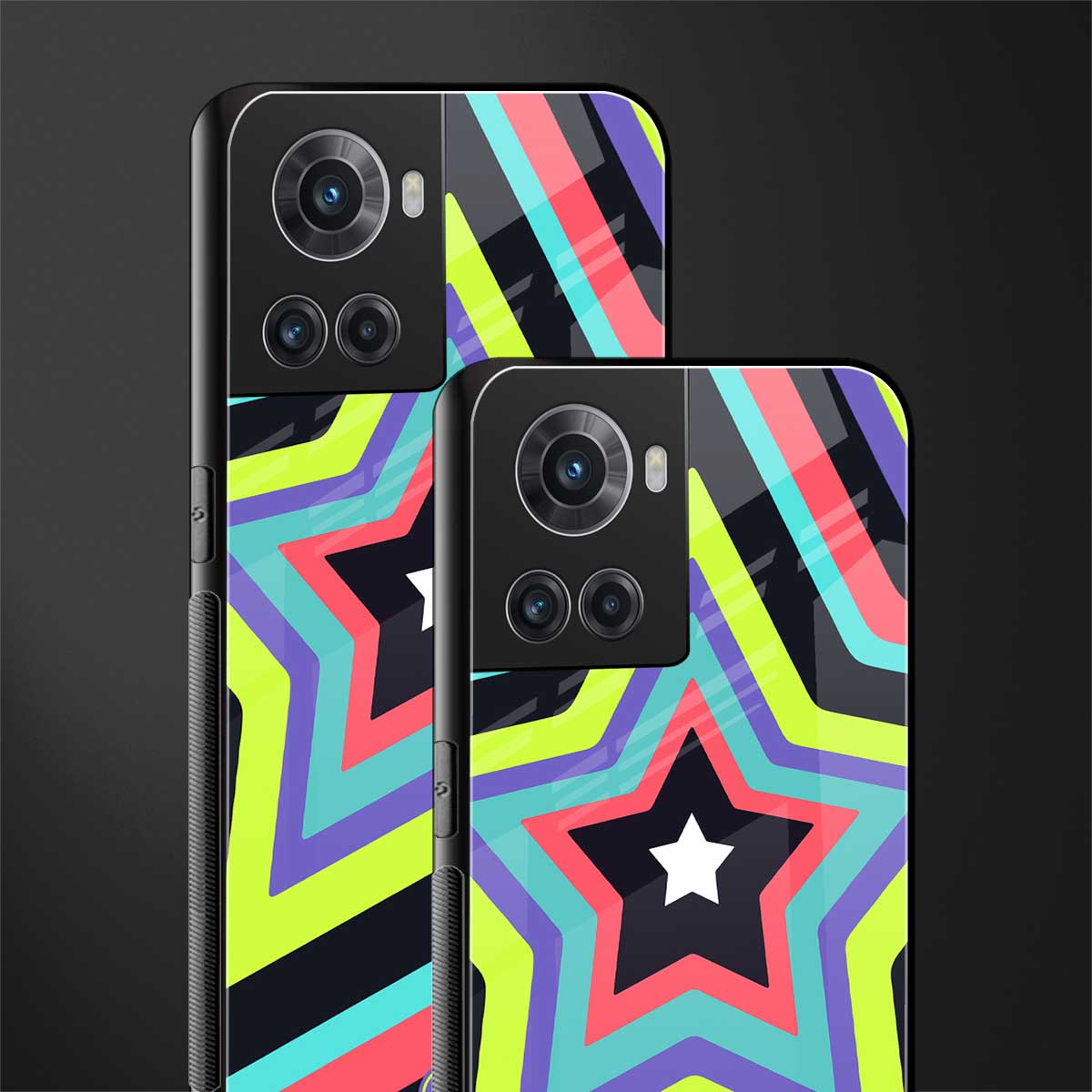 y2k purple green stars back phone cover | glass case for oneplus 10r 5g