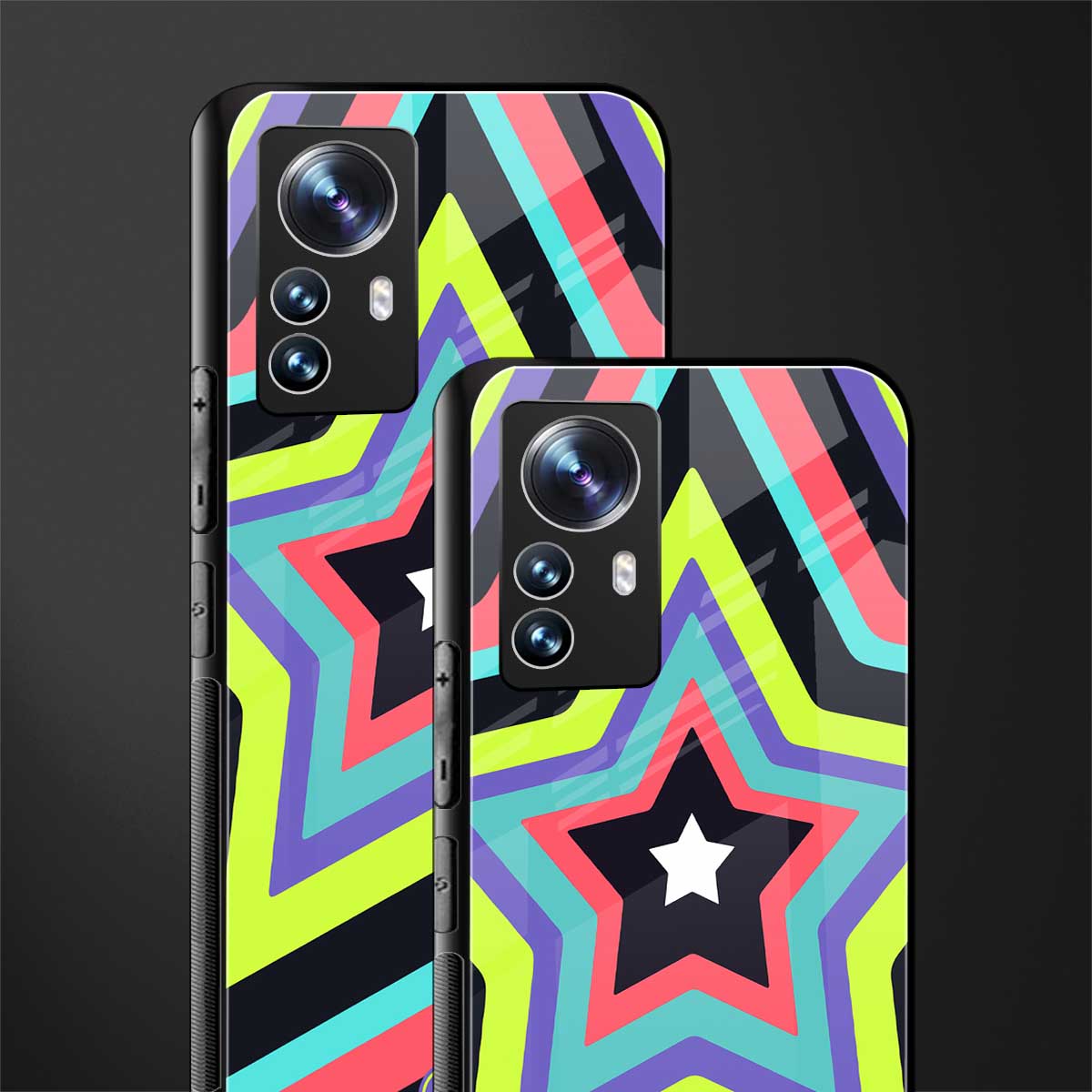 y2k purple green stars back phone cover | glass case for xiaomi 12 pro