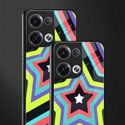 y2k purple green stars back phone cover | glass case for oppo reno 8