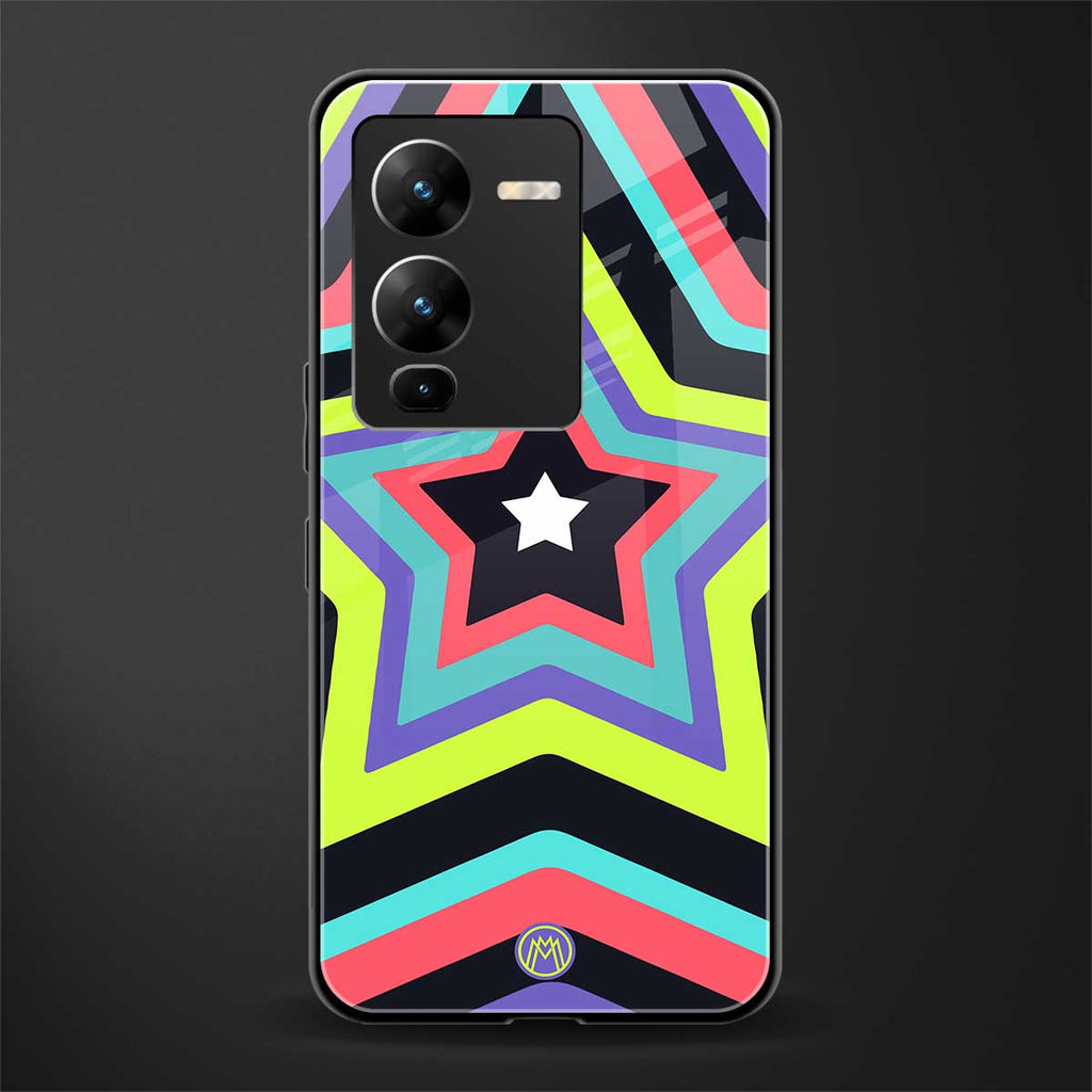 y2k purple green stars back phone cover | glass case for vivo v25 pro 5g