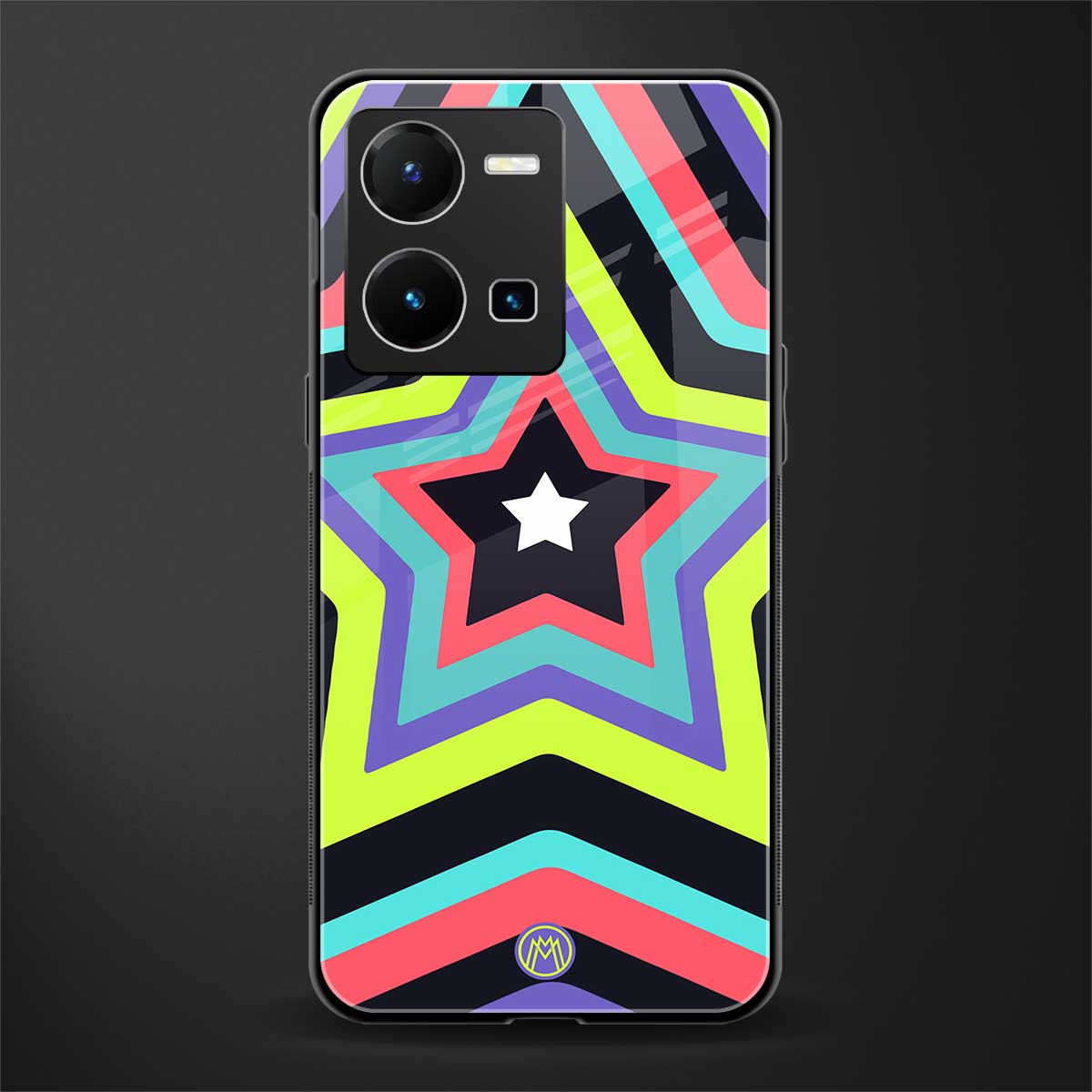 y2k purple green stars back phone cover | glass case for vivo y35 4g