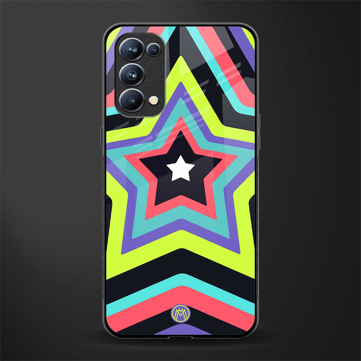 y2k purple green stars back phone cover | glass case for oppo reno 5