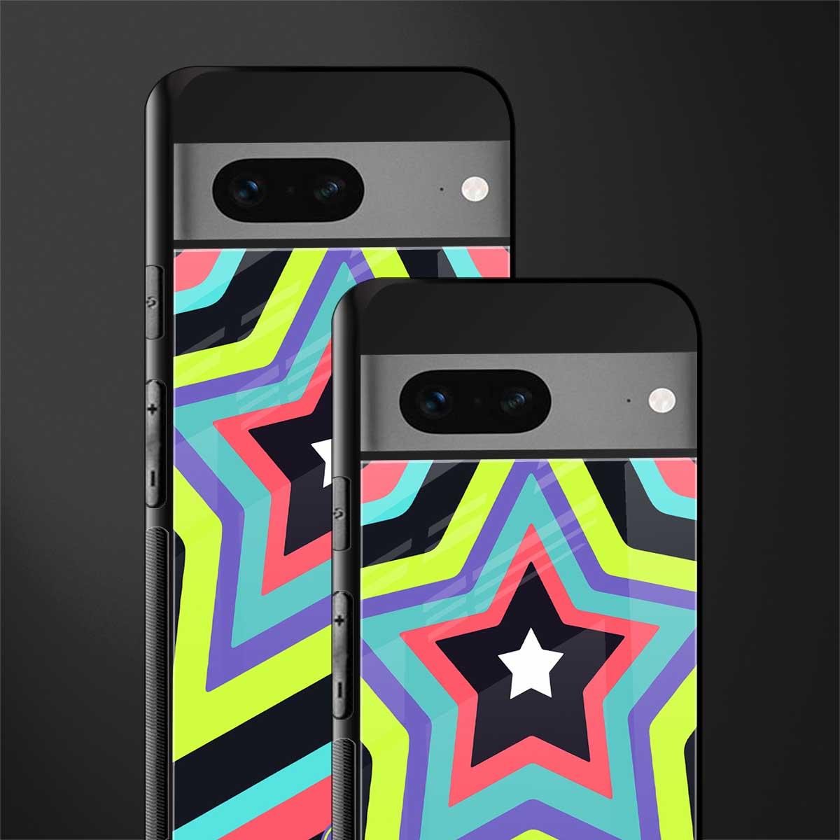 y2k purple green stars back phone cover | glass case for google pixel 7