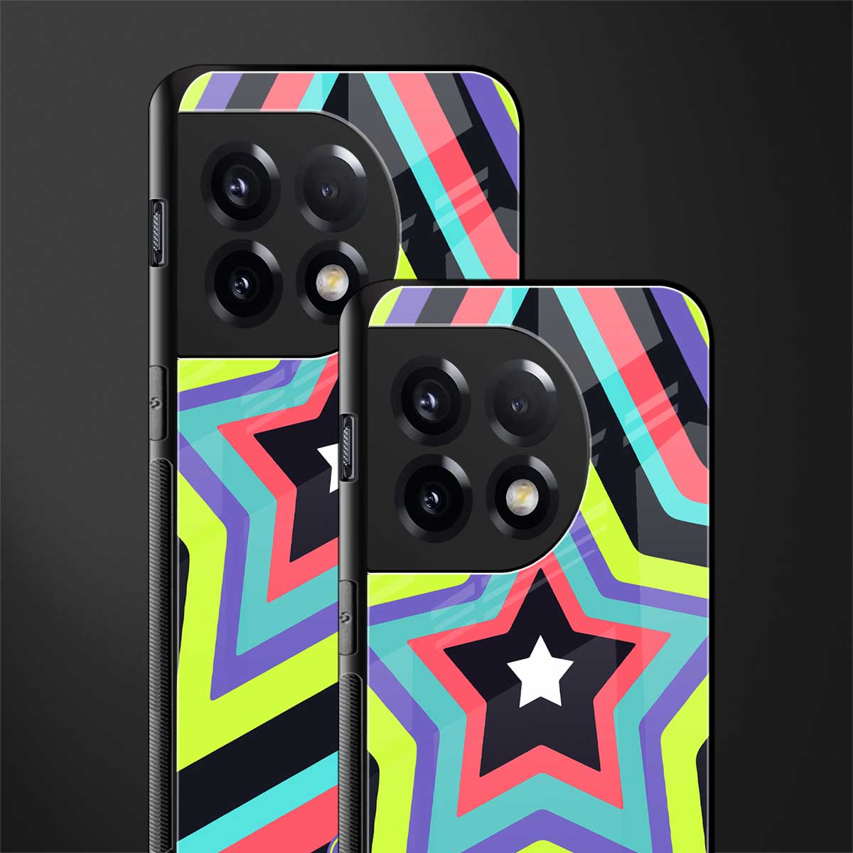 y2k purple green stars back phone cover | glass case for oneplus 11r