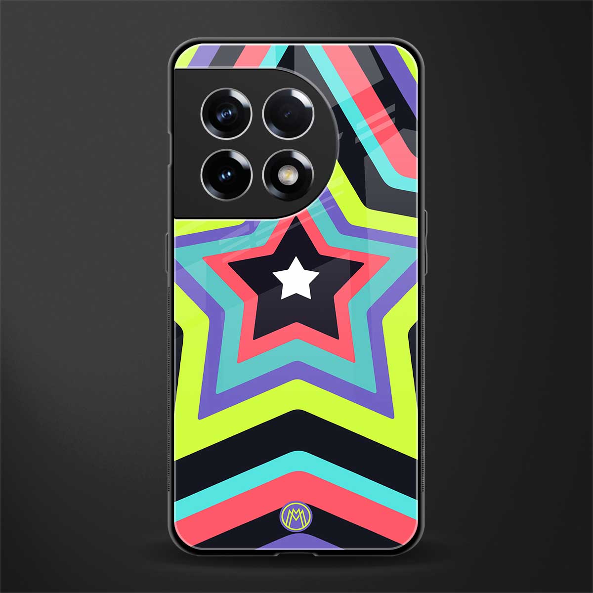 y2k purple green stars back phone cover | glass case for oneplus 11r