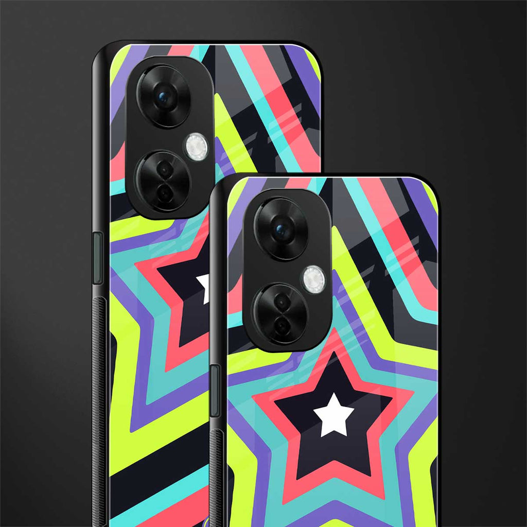 y2k purple green stars back phone cover | glass case for oneplus nord ce 3 lite