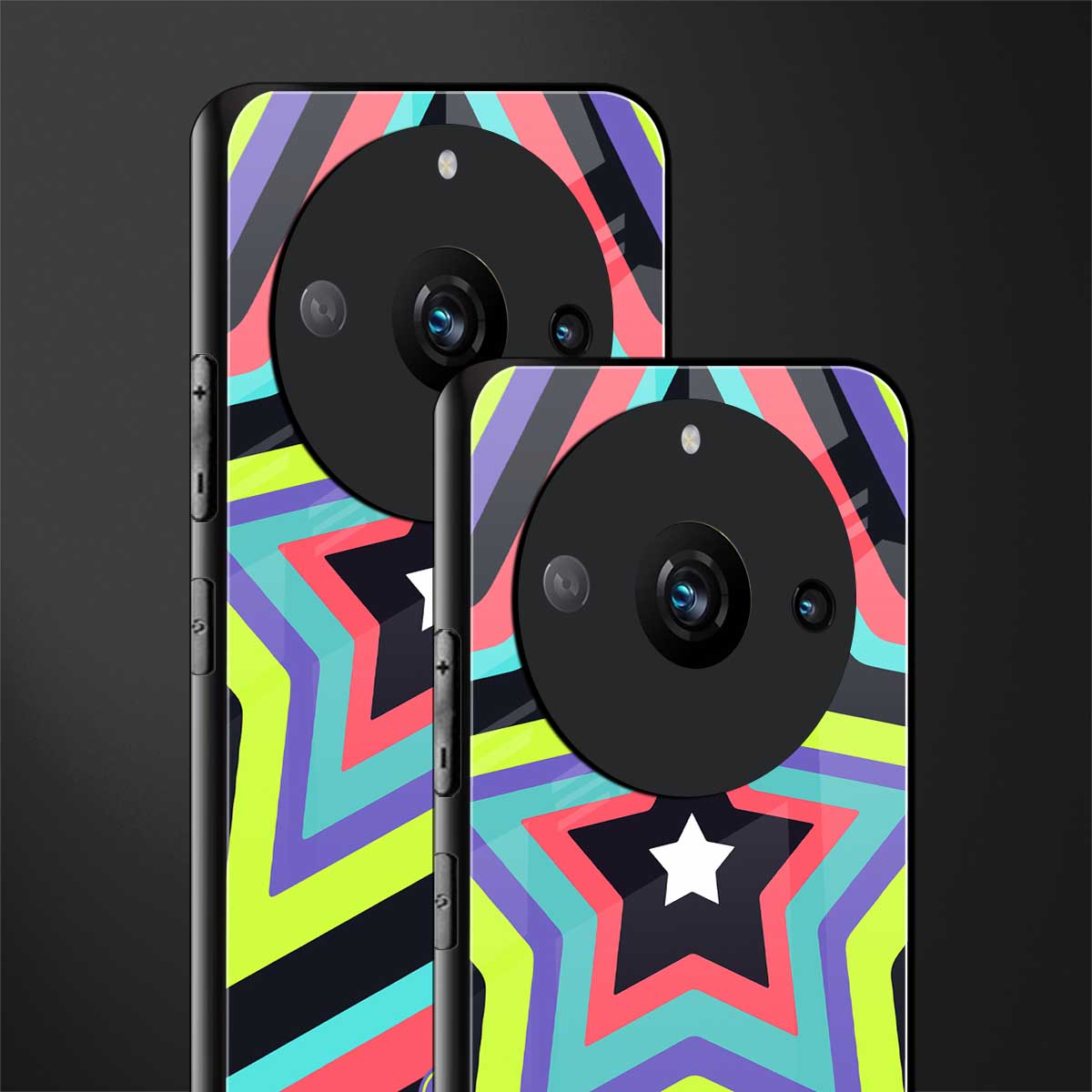 y2k purple green stars back phone cover | glass case for realme 11 pro 5g