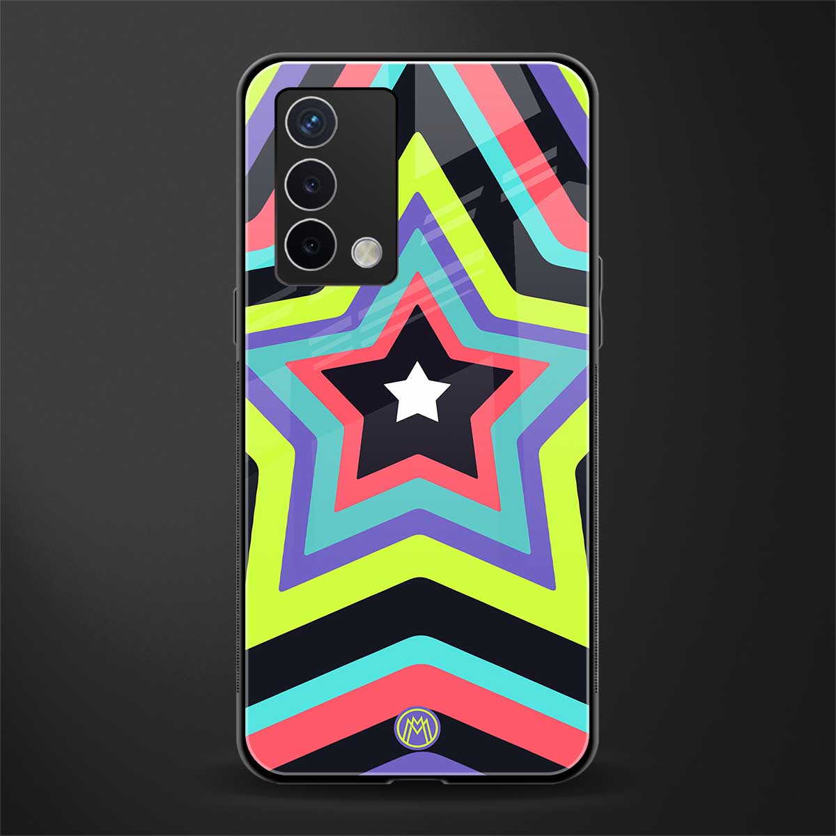 y2k purple green stars back phone cover | glass case for oppo a74 4g