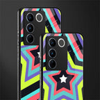 y2k purple green stars back phone cover | glass case for vivo v27 pro 5g
