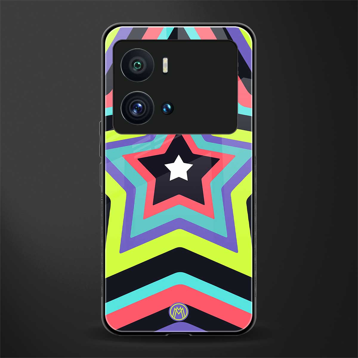y2k purple green stars back phone cover | glass case for iQOO 9 Pro