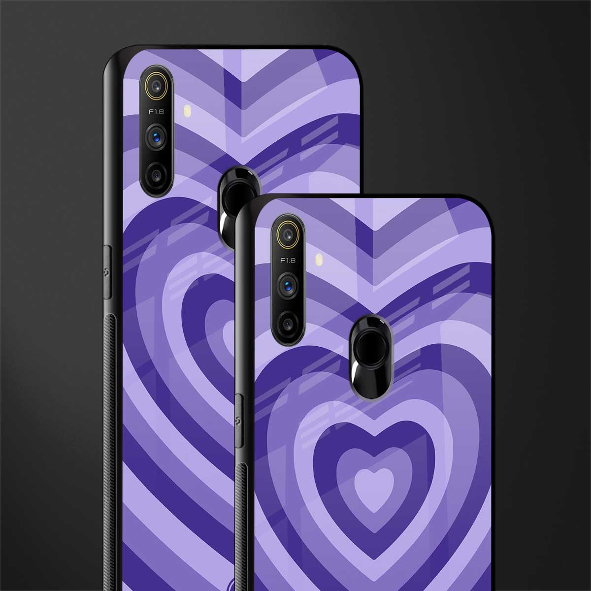 y2k purple hearts aesthetic glass case for realme narzo 10a image-2