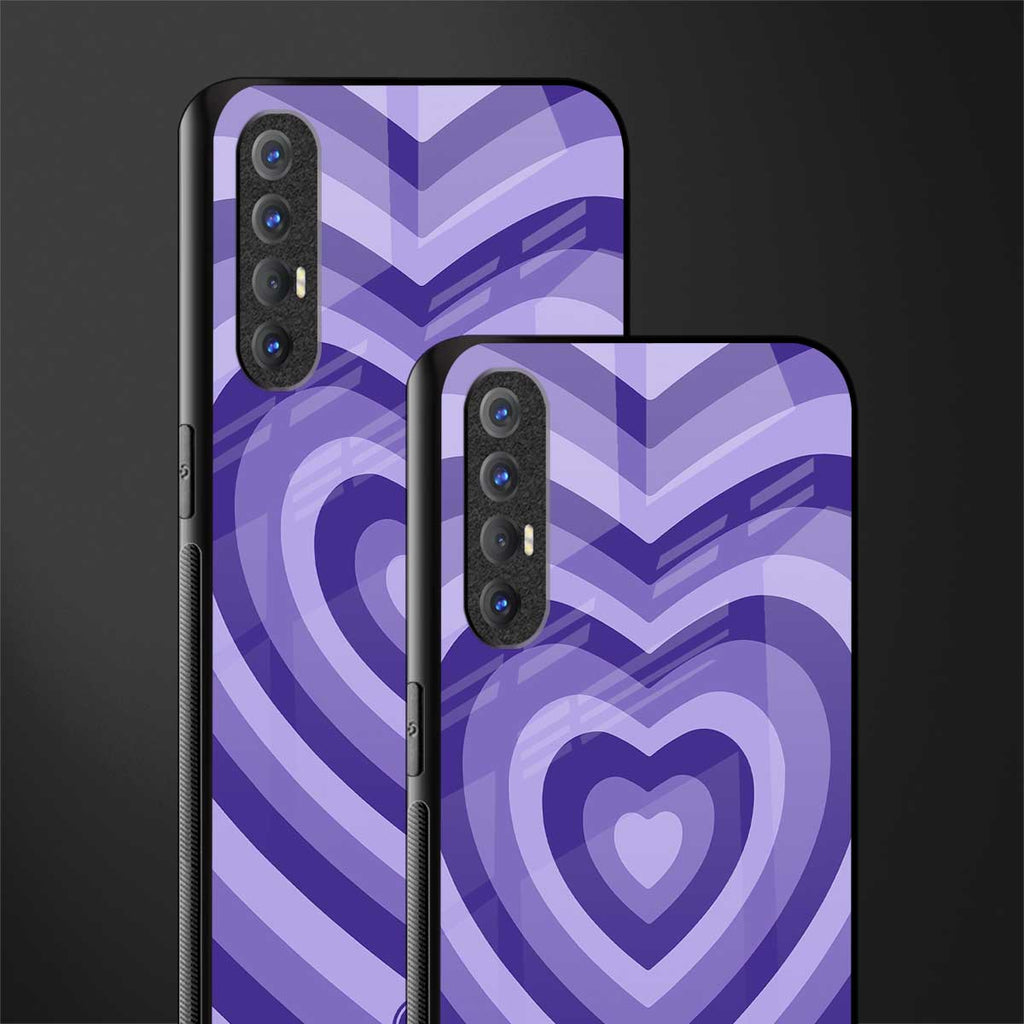 y2k purple hearts aesthetic glass case for oppo reno 3 pro image-2