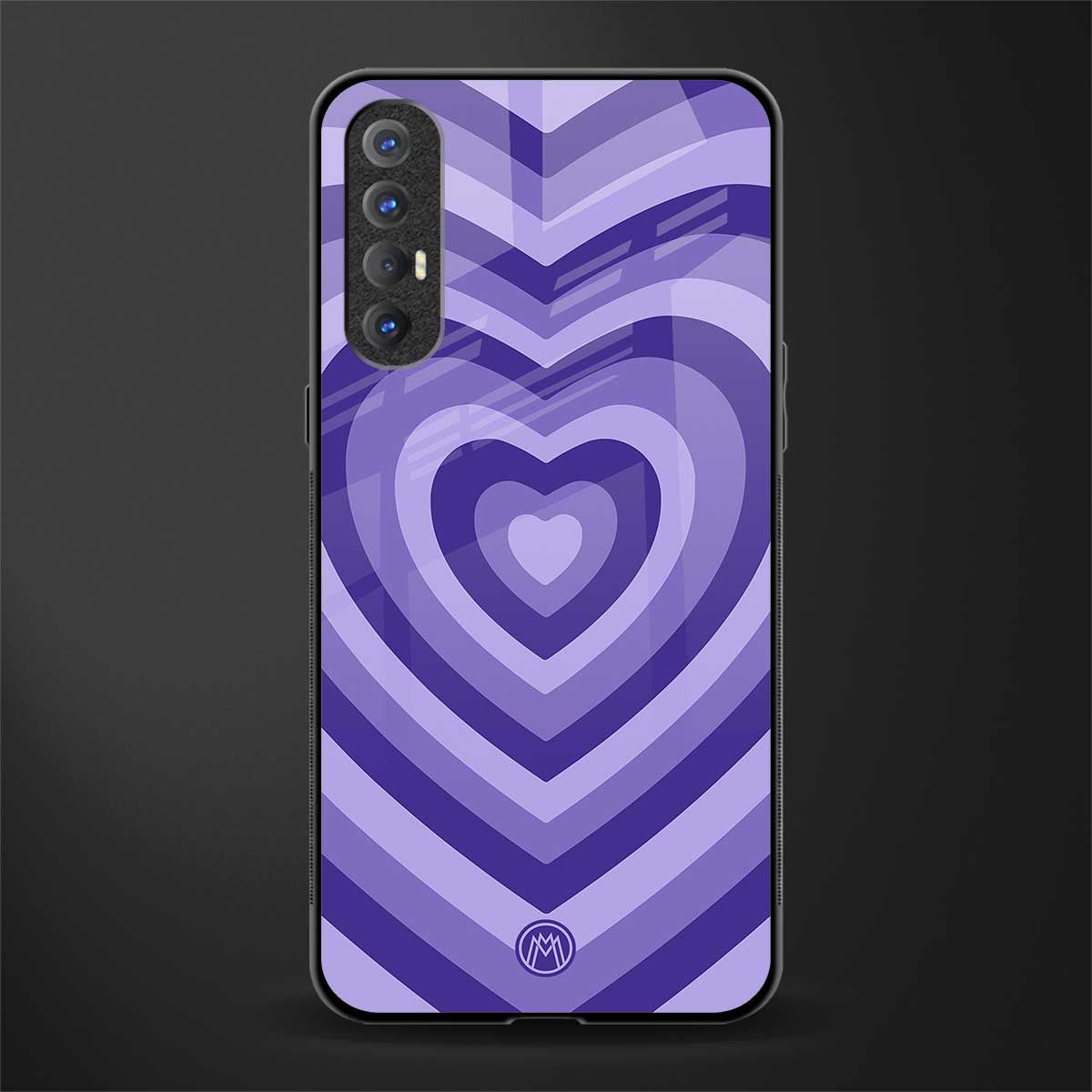 y2k purple hearts aesthetic glass case for oppo reno 3 pro image