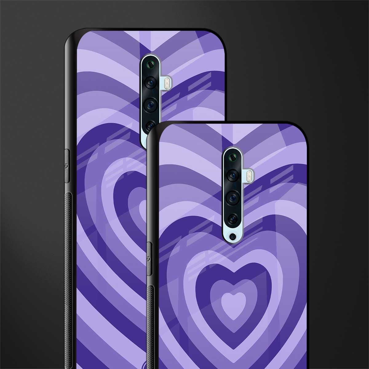 y2k purple hearts aesthetic glass case for oppo reno 2f image-2