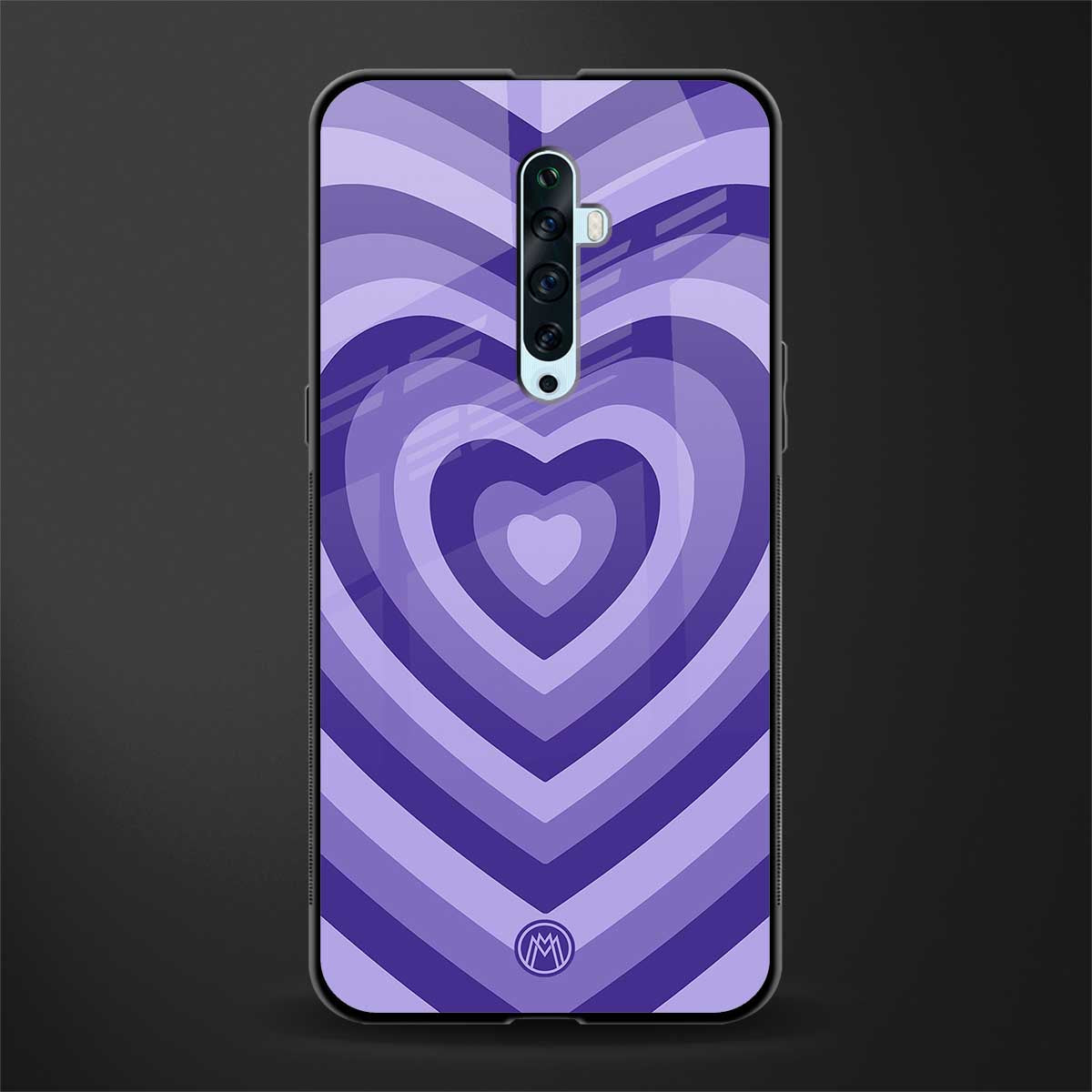 y2k purple hearts aesthetic glass case for oppo reno 2f image