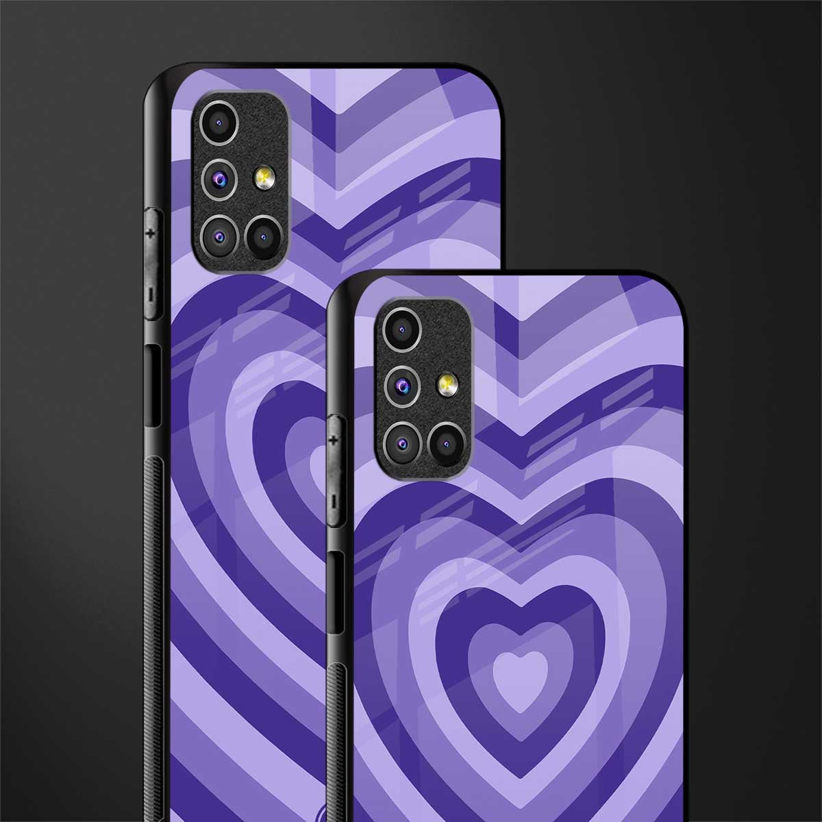 y2k purple hearts aesthetic glass case for samsung galaxy m51 image-2