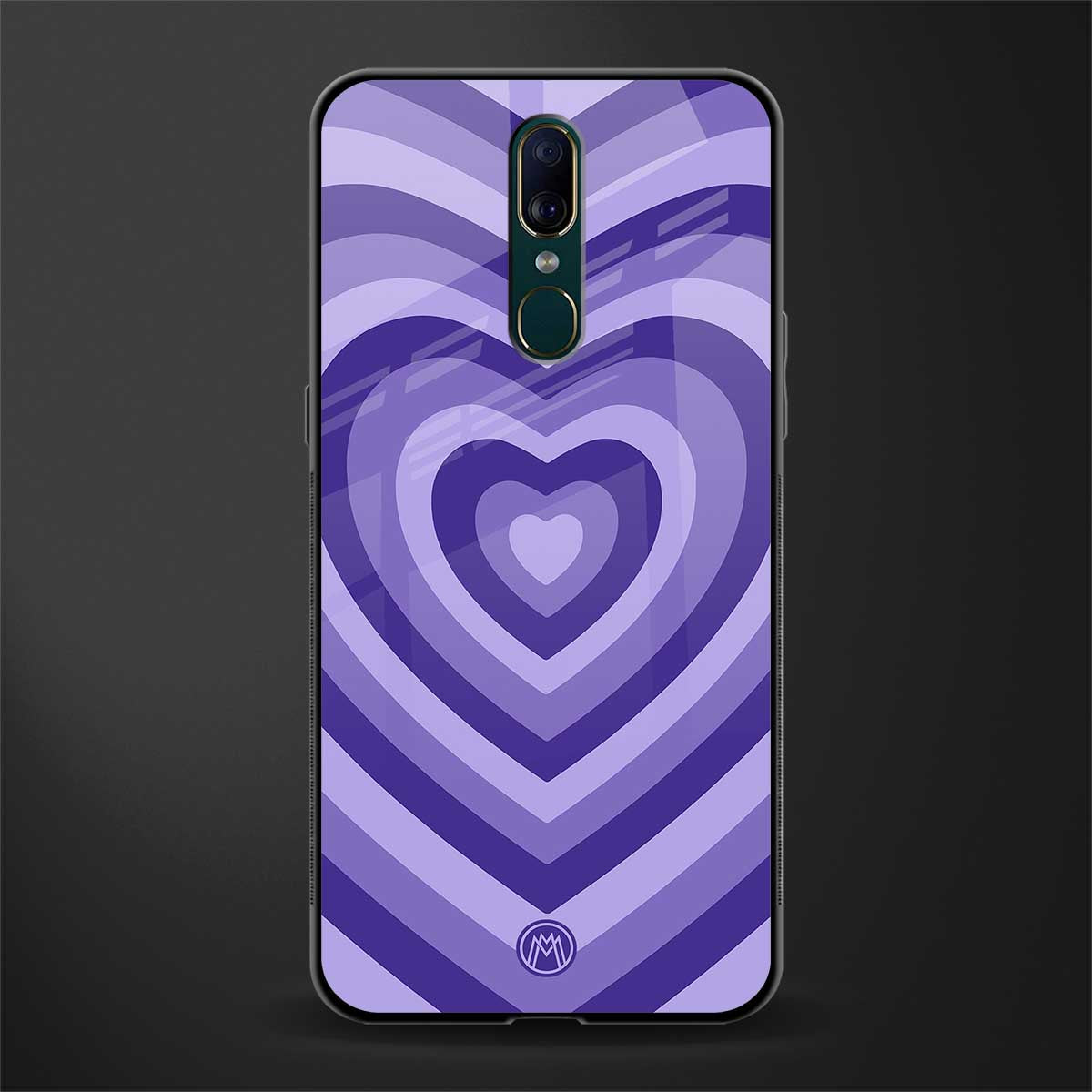 y2k purple hearts aesthetic glass case for oppo f11 image