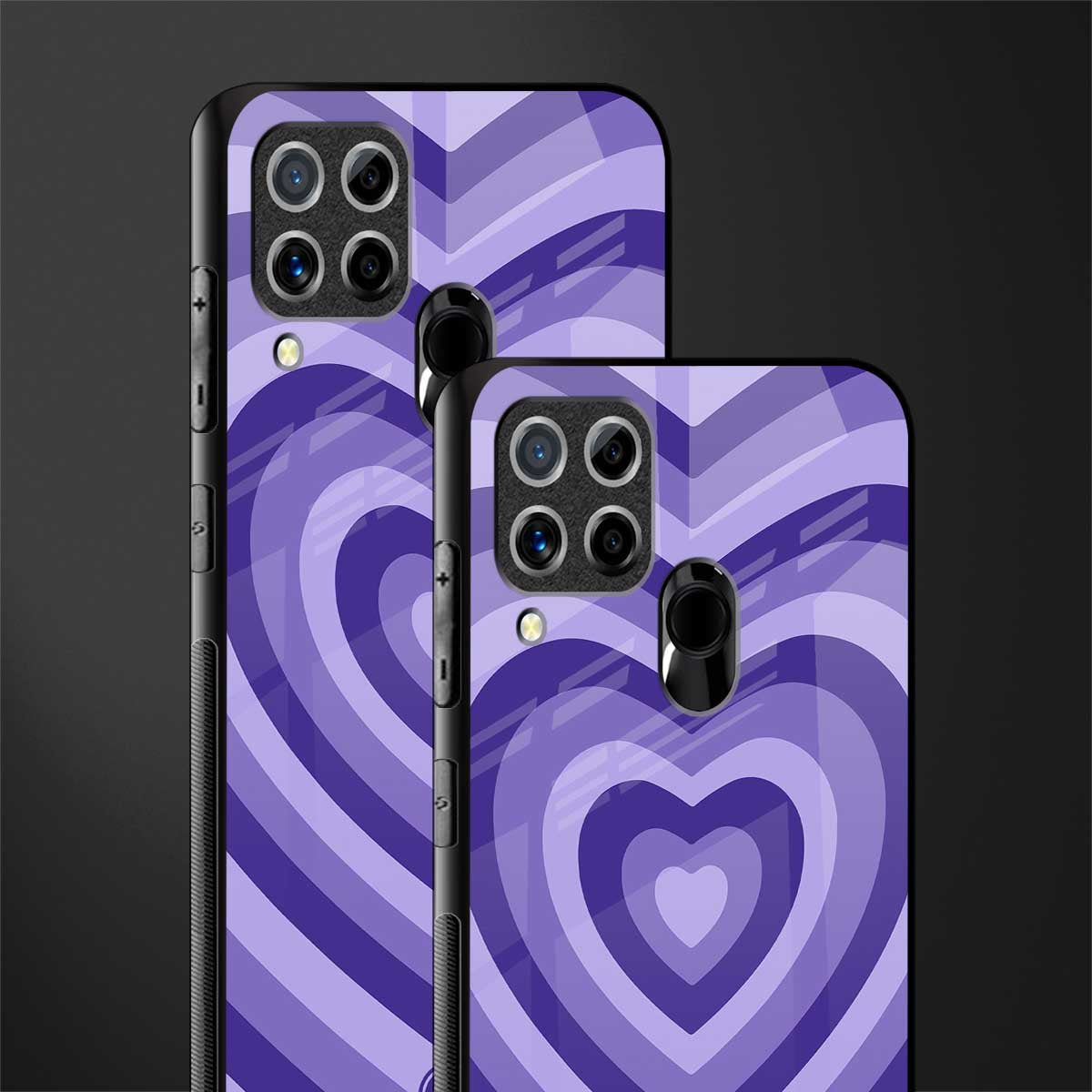 y2k purple hearts aesthetic glass case for realme c15 image-2