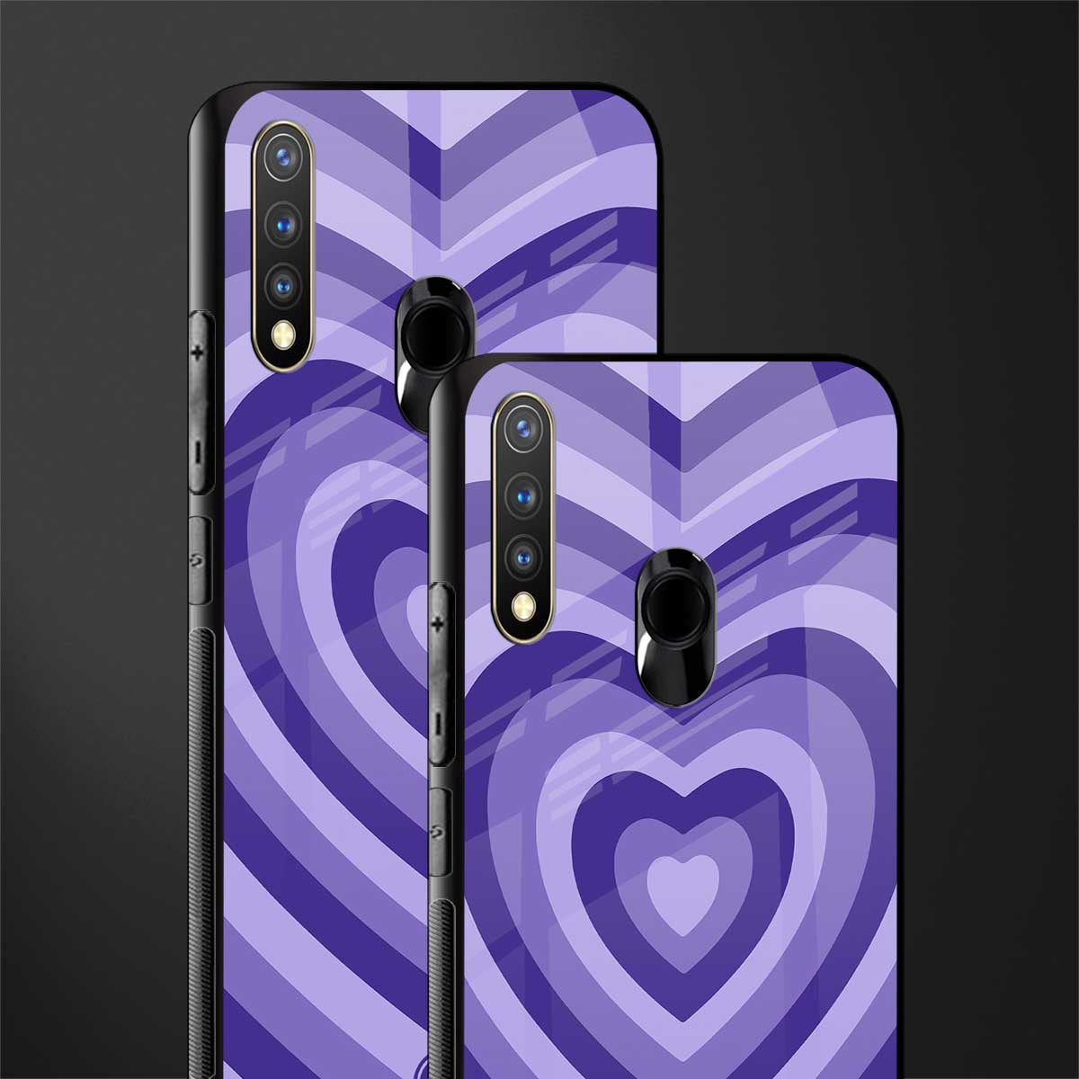 y2k purple hearts aesthetic glass case for vivo u20 image-2