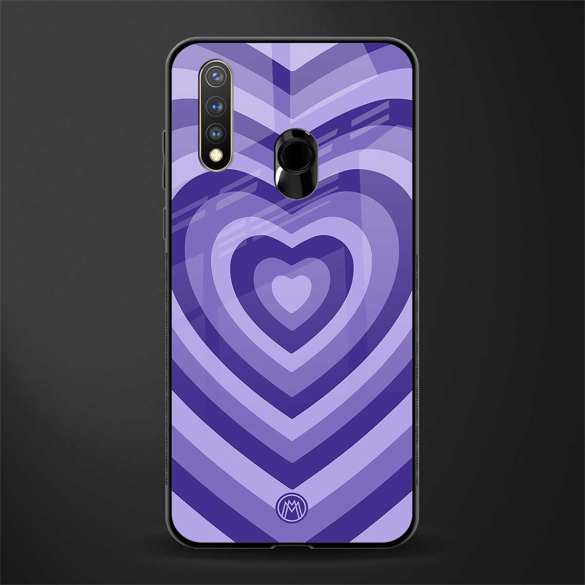 y2k purple hearts aesthetic glass case for vivo y19 image