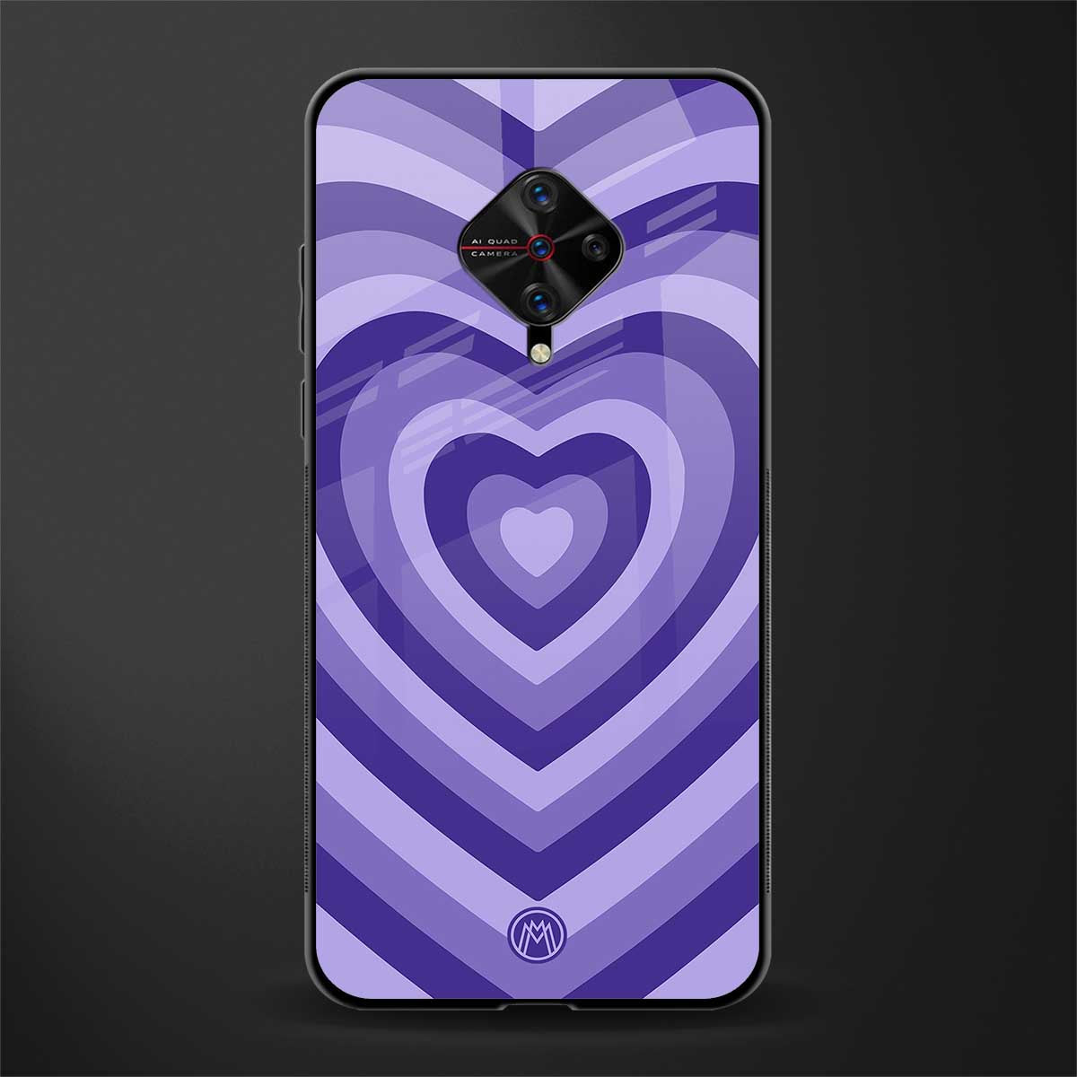 y2k purple hearts aesthetic glass case for vivo s1 pro image