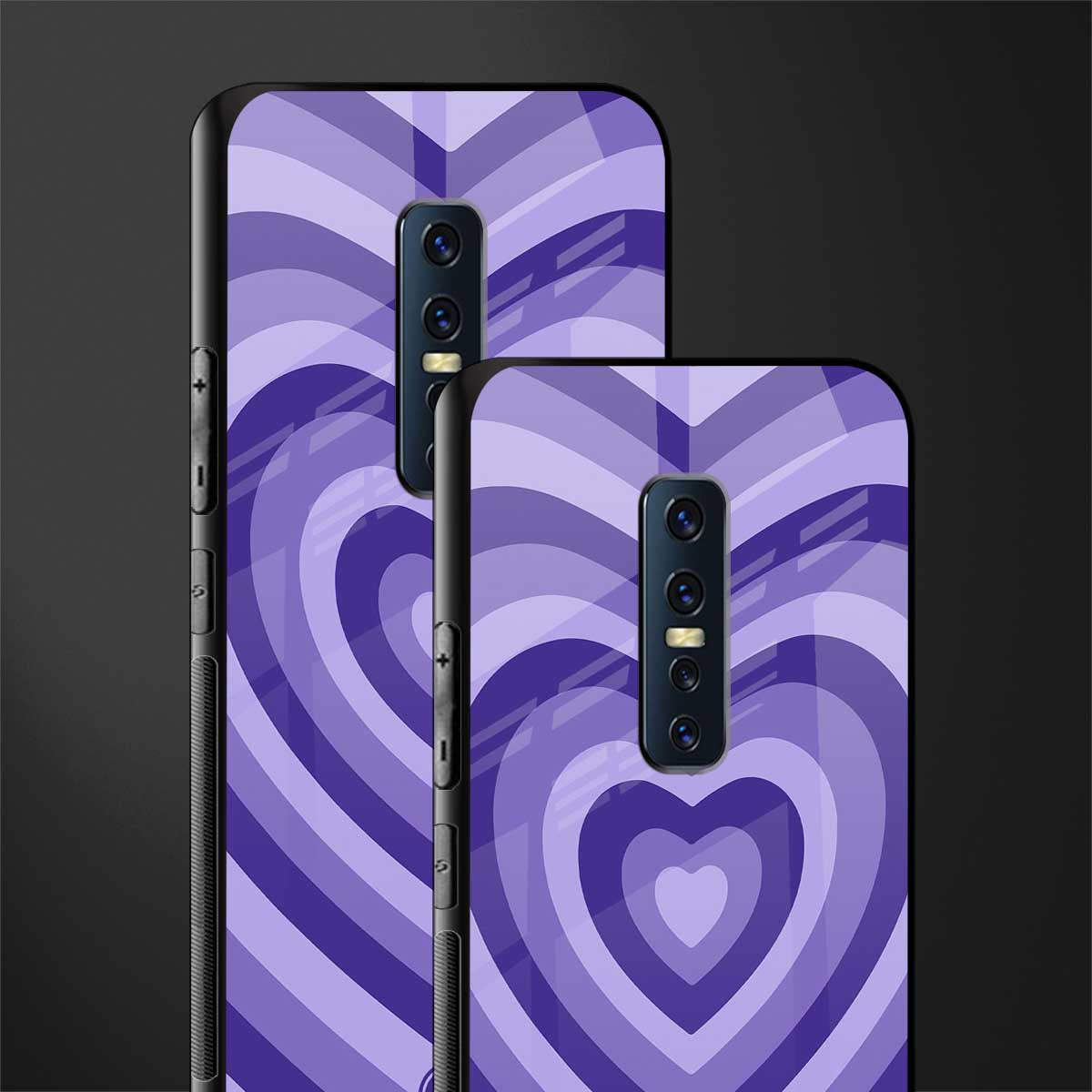 y2k purple hearts aesthetic glass case for vivo v17 pro image-2