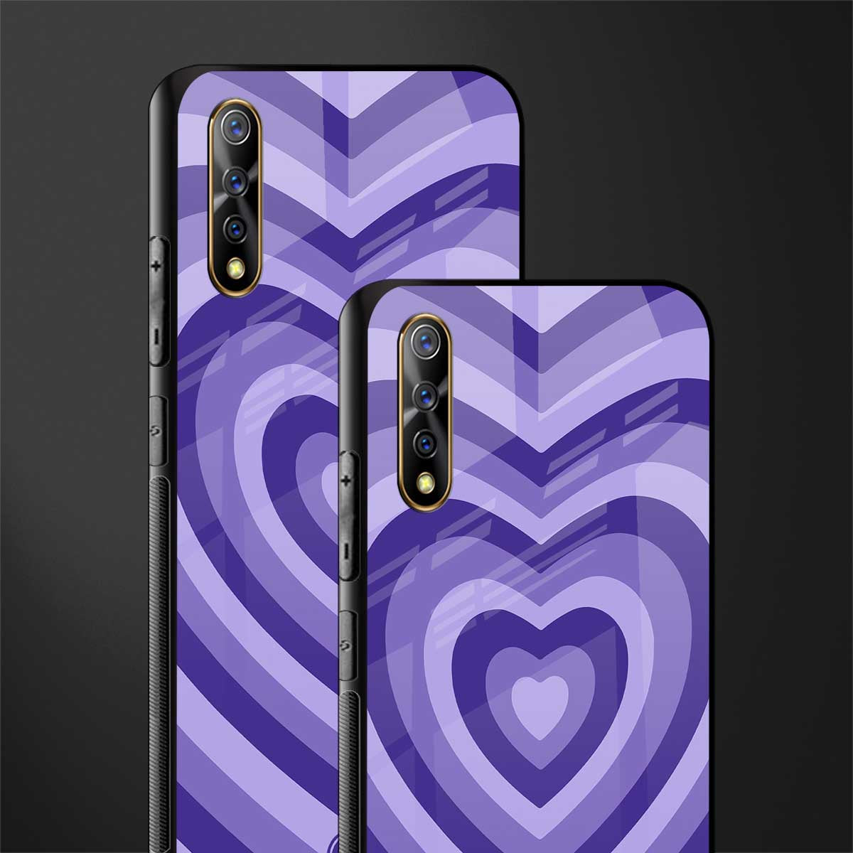 y2k purple hearts aesthetic glass case for vivo s1 image-2