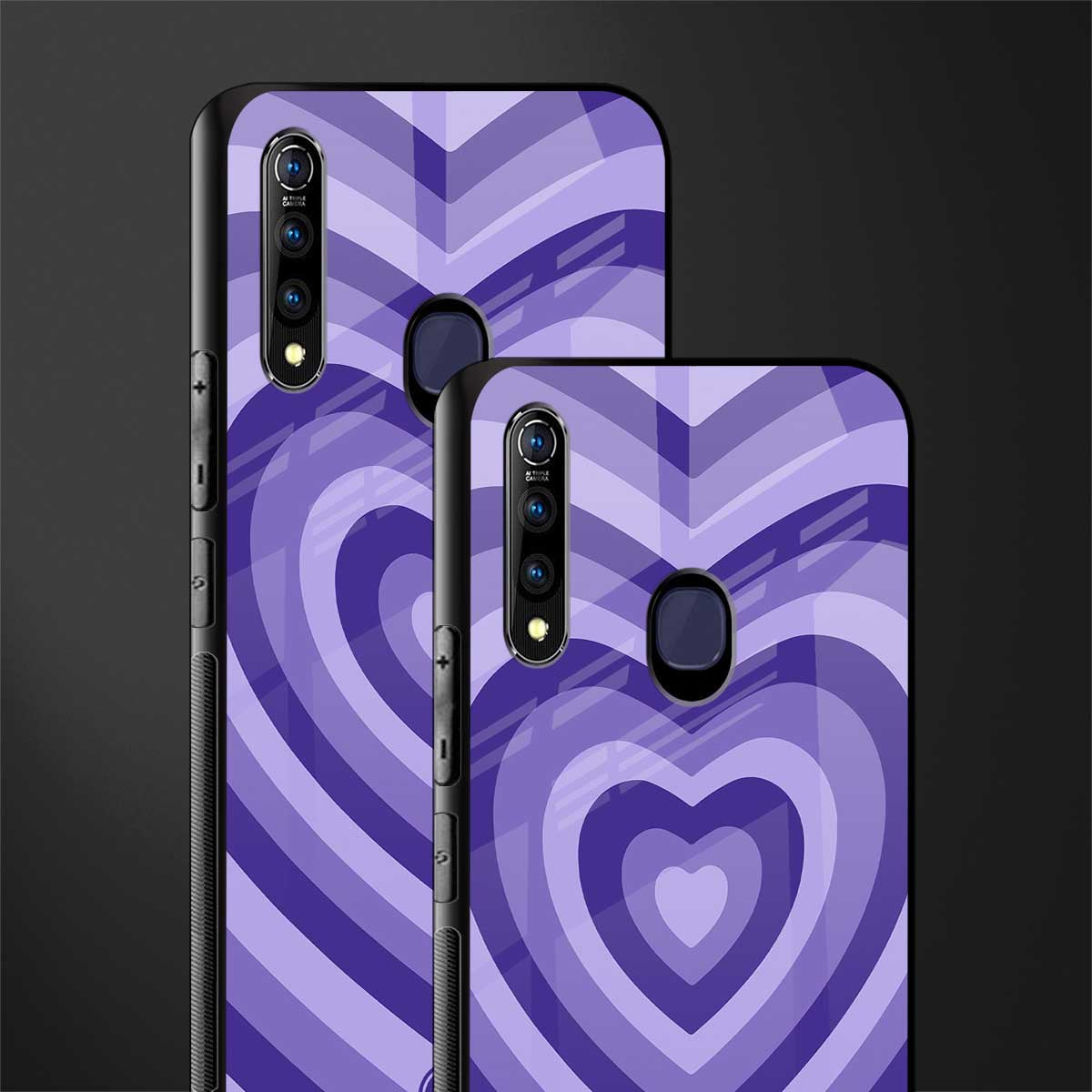 y2k purple hearts aesthetic glass case for vivo z1 pro image-2
