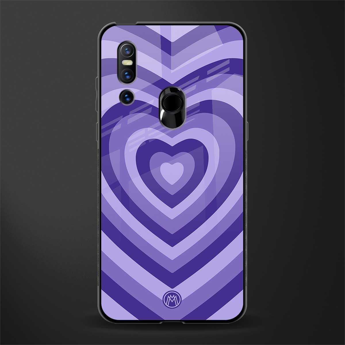y2k purple hearts aesthetic glass case for vivo v15 image