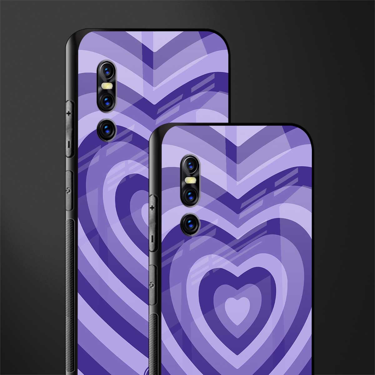 y2k purple hearts aesthetic glass case for vivo v15 pro image-2