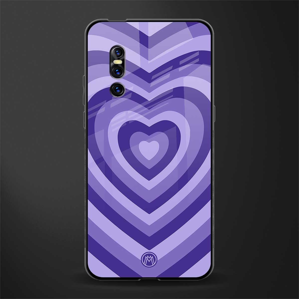 y2k purple hearts aesthetic glass case for vivo v15 pro image