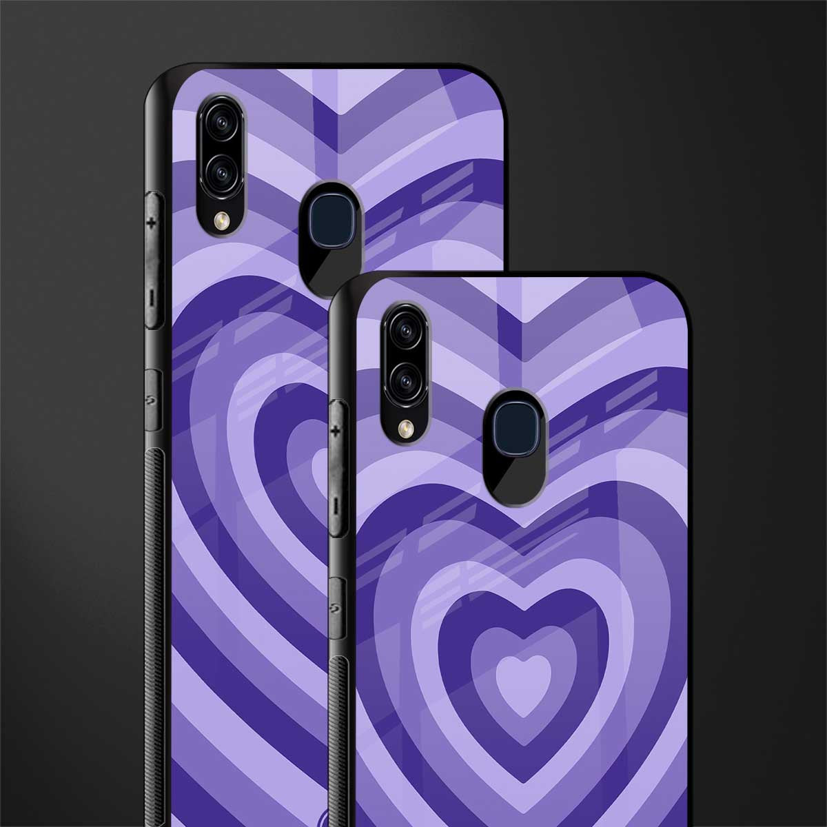 y2k purple hearts aesthetic glass case for samsung galaxy a20 image-2