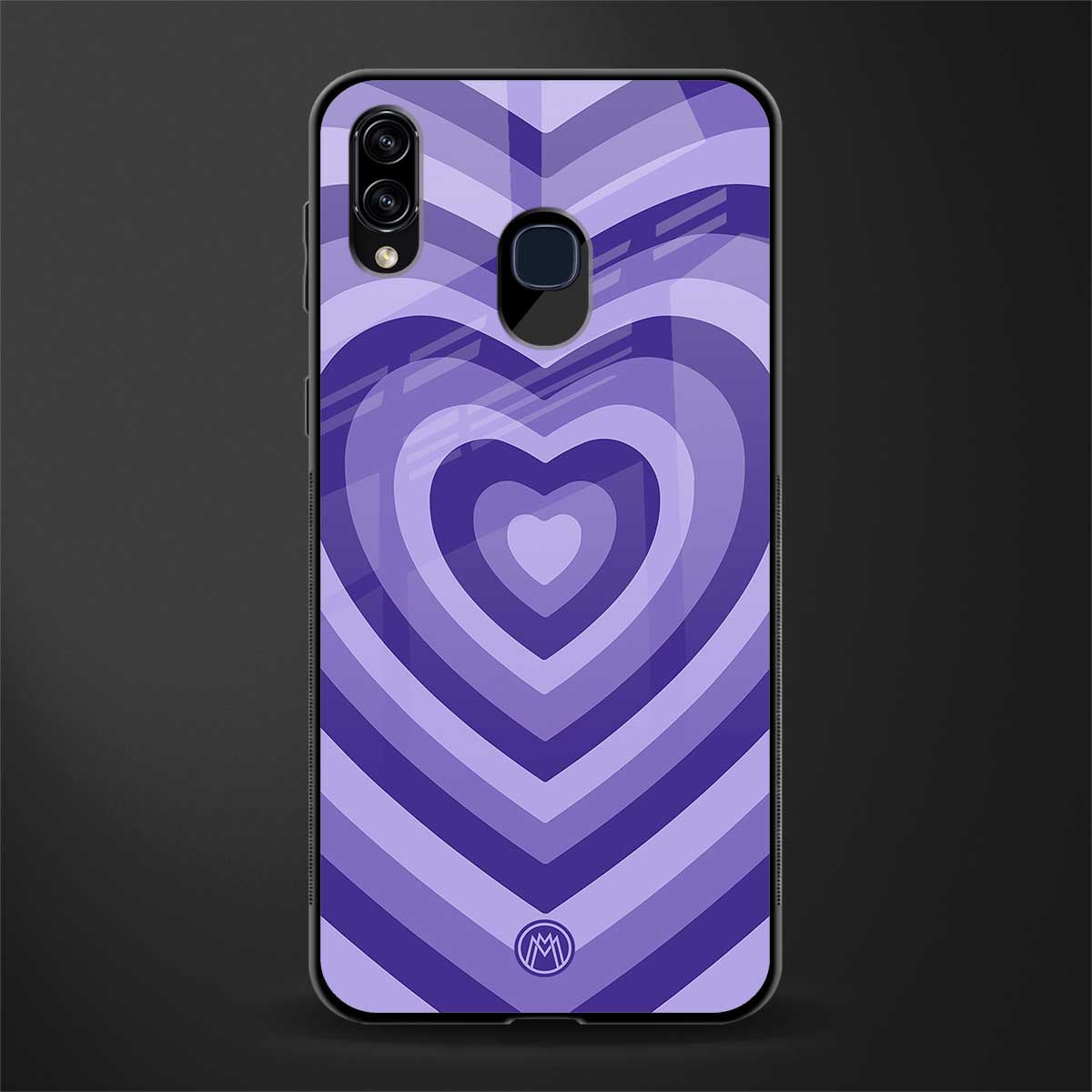 y2k purple hearts aesthetic glass case for samsung galaxy a20 image