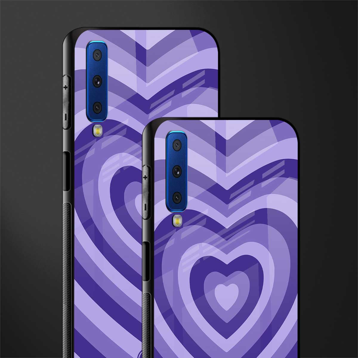 y2k purple hearts aesthetic glass case for samsung galaxy a7 2018 image-2
