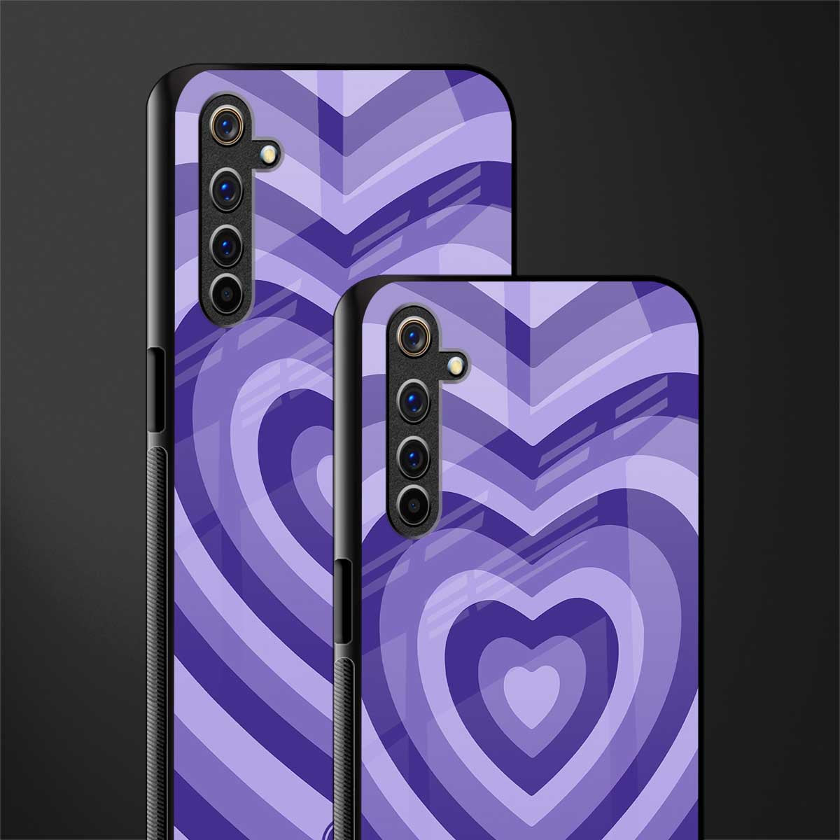 y2k purple hearts aesthetic glass case for realme 6 pro image-2
