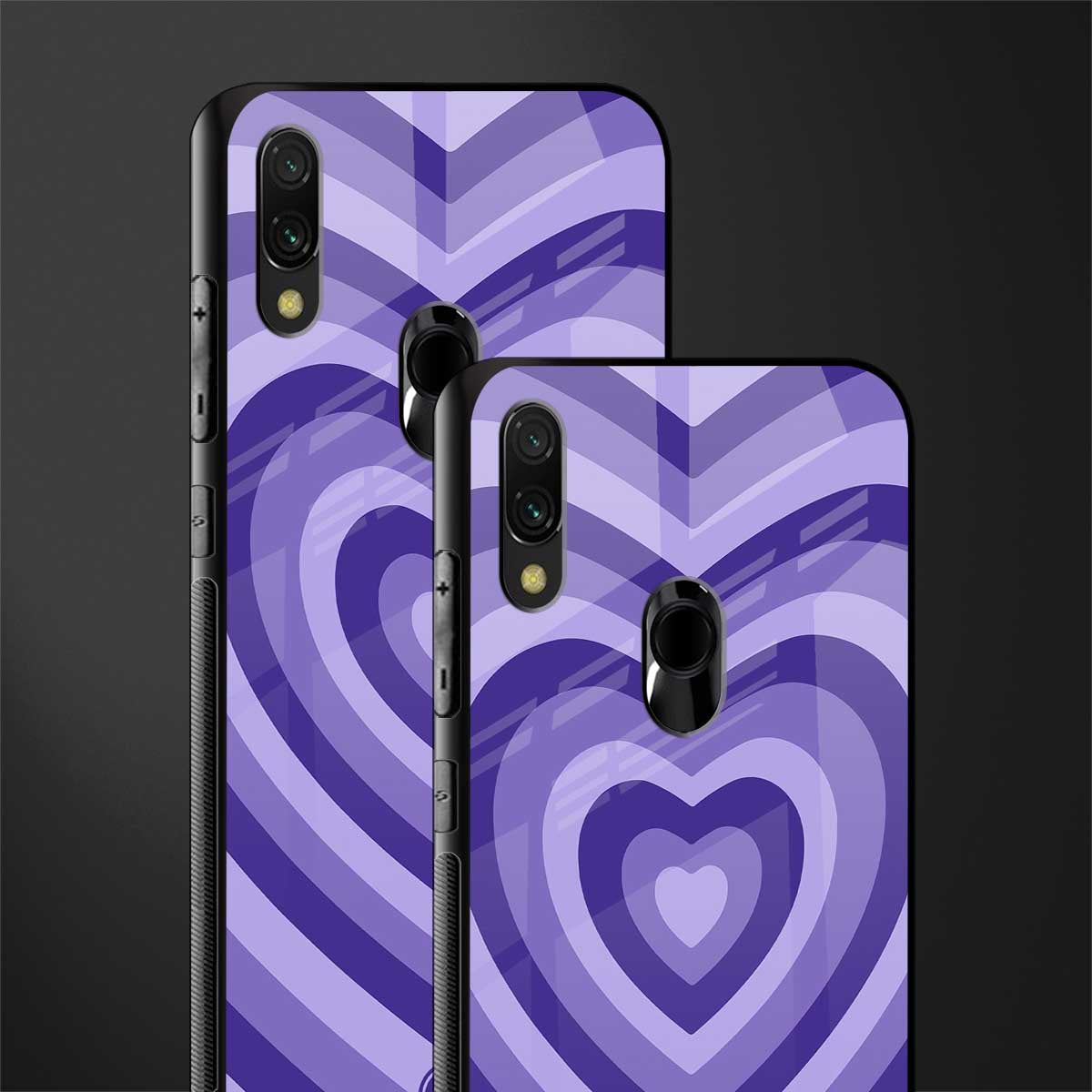 y2k purple hearts aesthetic glass case for redmi note 7 pro image-2