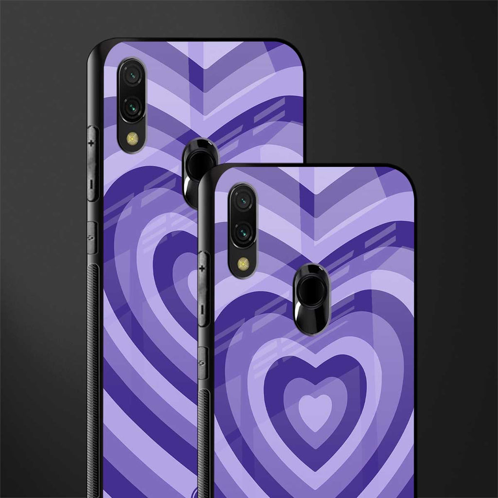 y2k purple hearts aesthetic glass case for redmi note 7s image-2