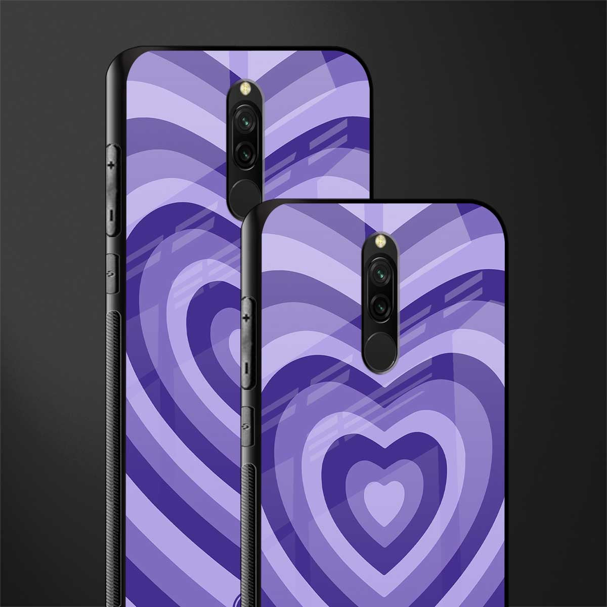 y2k purple hearts aesthetic glass case for redmi 8 image-2
