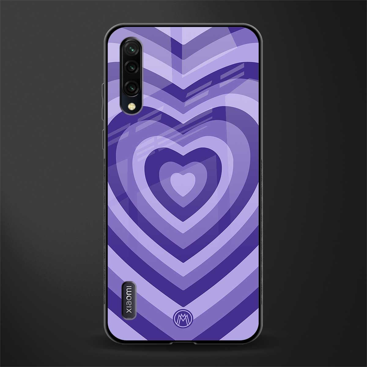 y2k purple hearts aesthetic glass case for mi a3 redmi a3 image